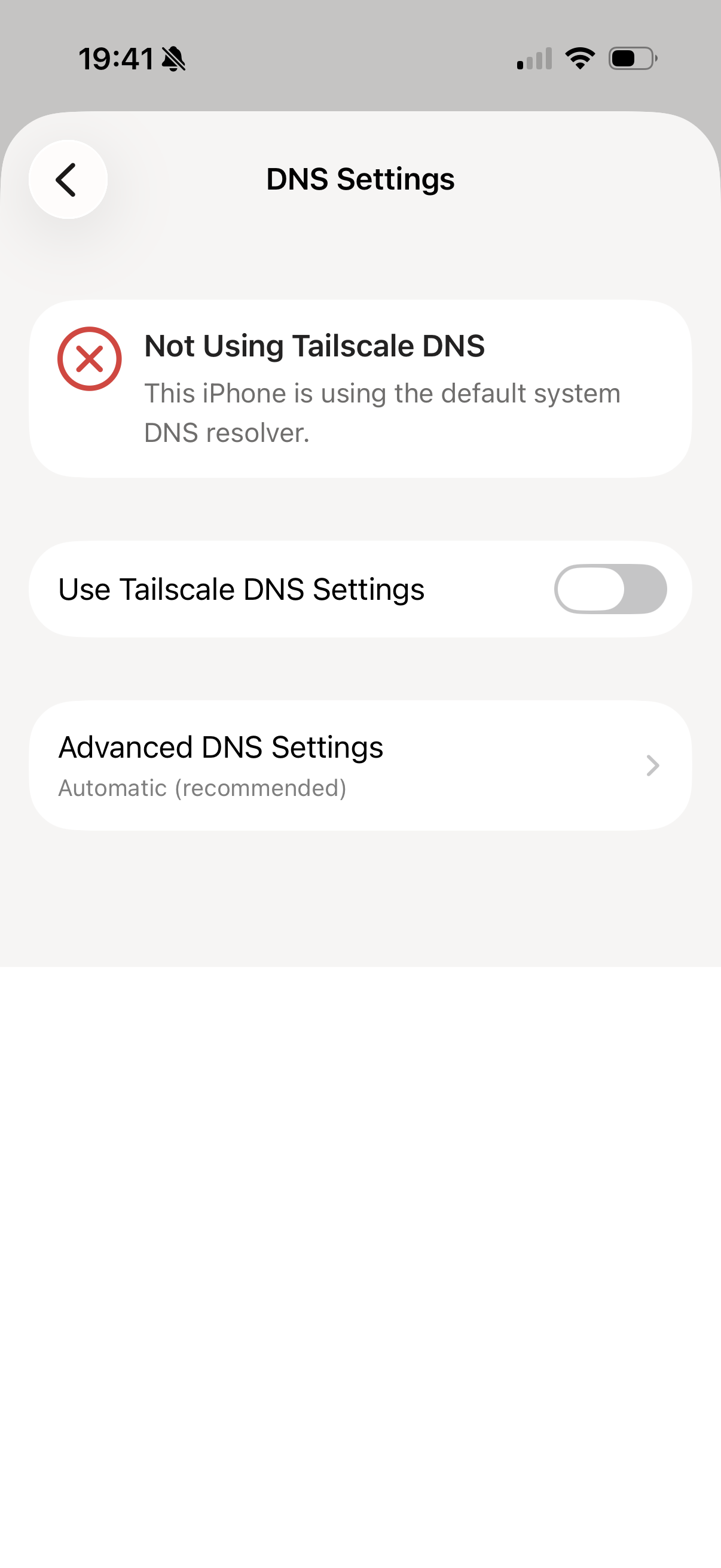 DNS Settings - выключить Use Tailscale DNS (скрин сломался)