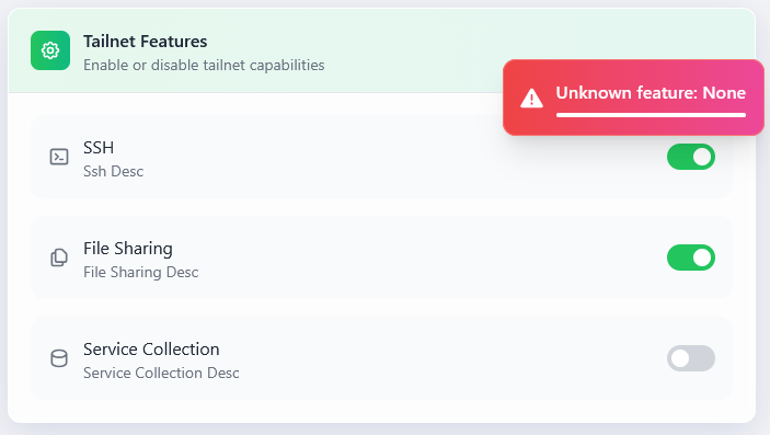Ошибка Tailnet Feature: