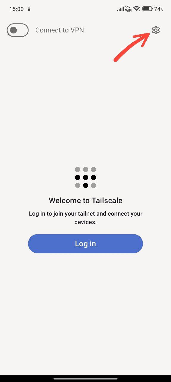 Главный экран Tailscale